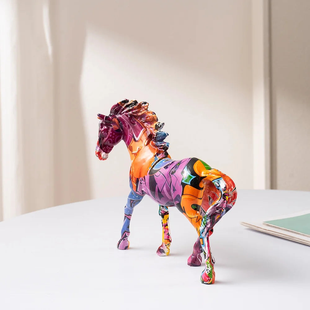 Street Art Colourful Horse Figurines Contemporary Room Office Desk Accessories Pony