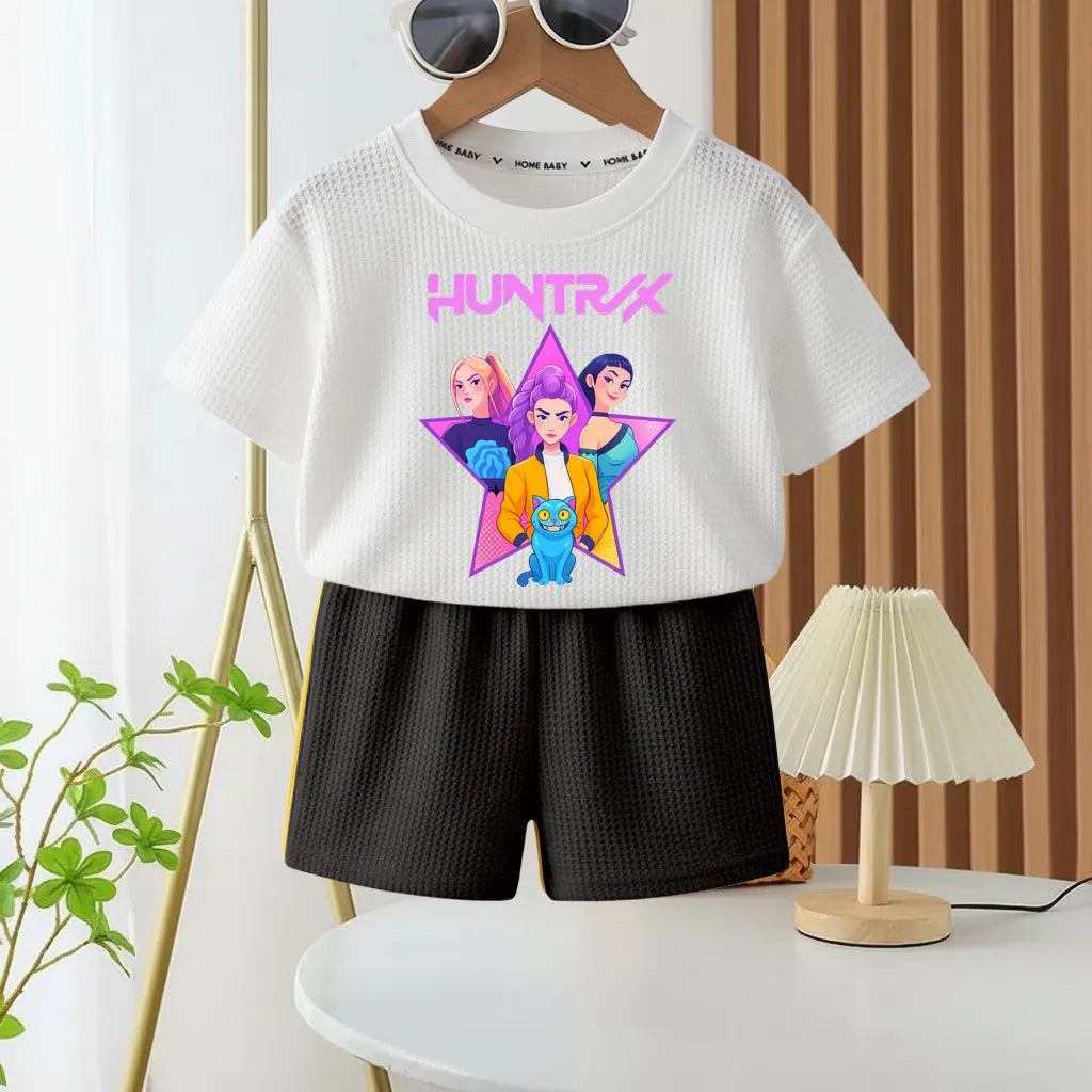 K-pop Girls Summer Casual Outfit Sleeveless Vest and Shorts 2-Piece Set