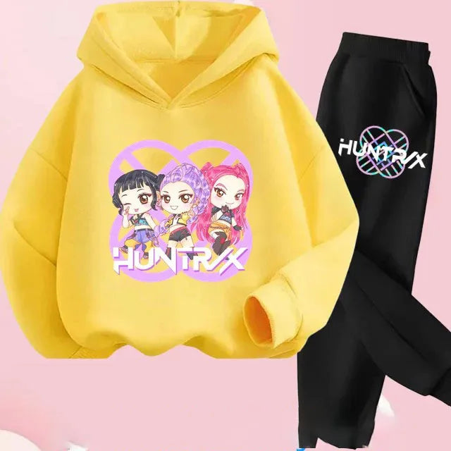 Toddler Girls Kpop Demon Hunters Fashion Hoodie & Sweatshirt Set Kids Suit