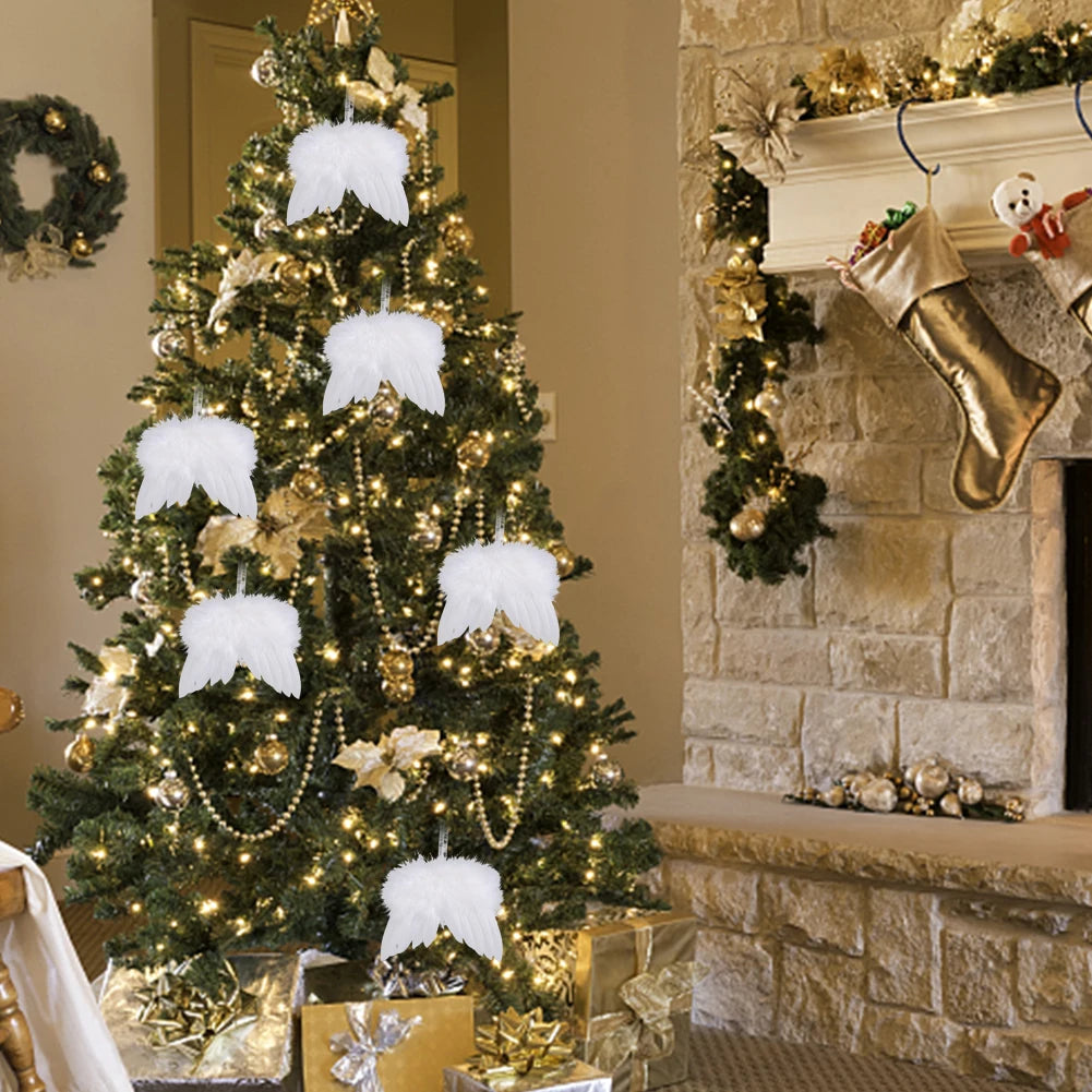 10 Pcs Angel Wings Hanging Ornament Christmas Tree Decoration Angel Wing Pendant Wedding Prop Valentines Day Birthday Decor