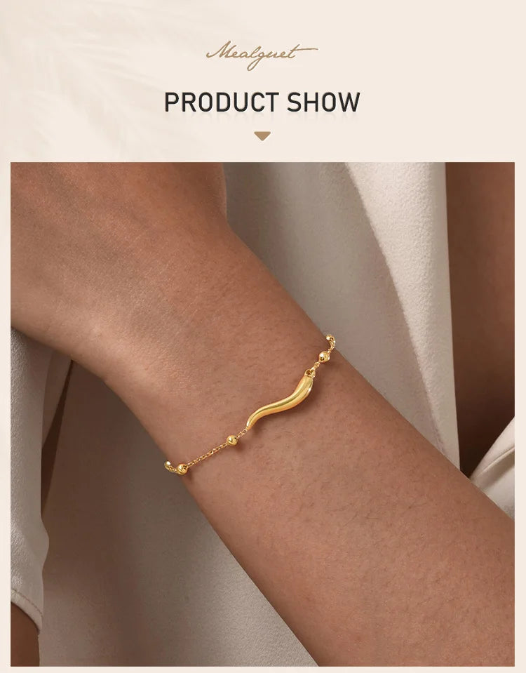 Italian Horn Satellite Chains Bracelet for Women, Stainless Steel Thin Link, Nickel-free Hypoallergenic Jewelry Gifts