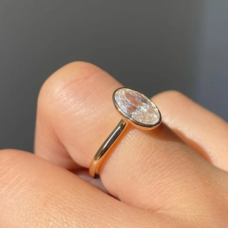 925 Sterling Silver Zircon Fashionable Simple Oval Ring Engagement Wedding Luxury Hot Sales