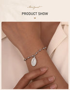 Virgin Mary Rosary Cross Bracelet for Women, Beaded Chain Stainless Steel Adjustable, Religious Jewelry