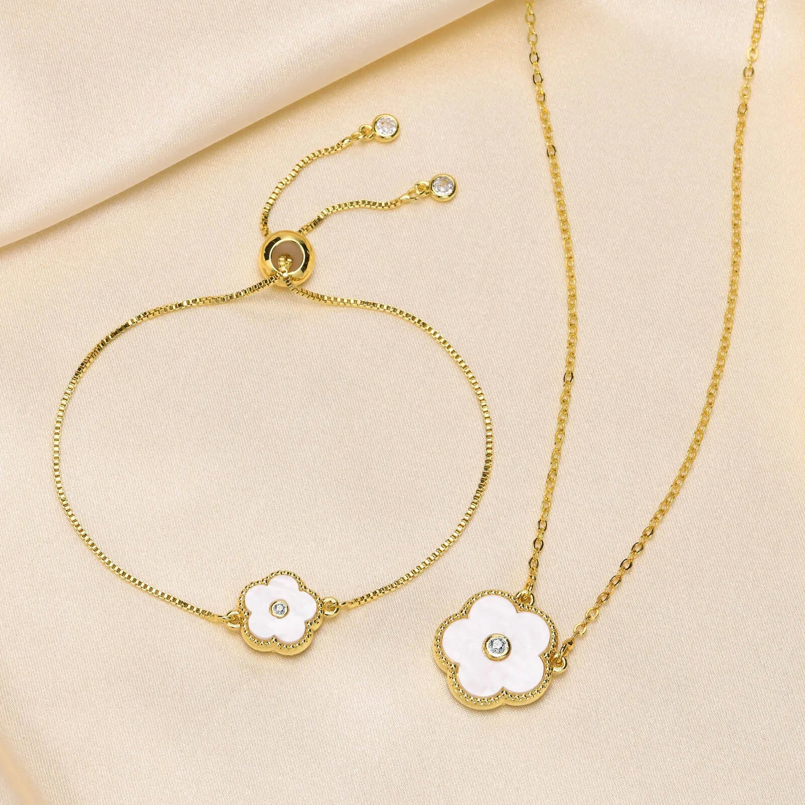 Stainless Steel Leaf Flower Bracelet Adjustable Woman Girl AAA Zirconia Inlay Christmas Gift