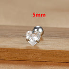 1PC Fashion Zircon Heart Helix Tragus Piercing Stud Earrings Steel