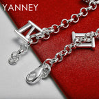 925 Sterling Silver 8-inch Roman Numerals Pendant Bracelet Women Jewellery