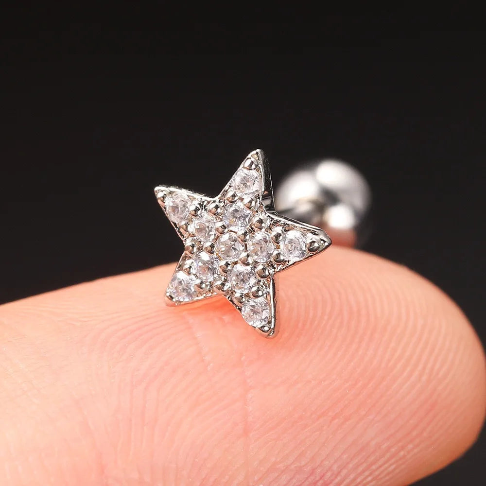 1PC 2023 Daith Ear Ring Piercing Star Eye Tragus Helix Septum Steel