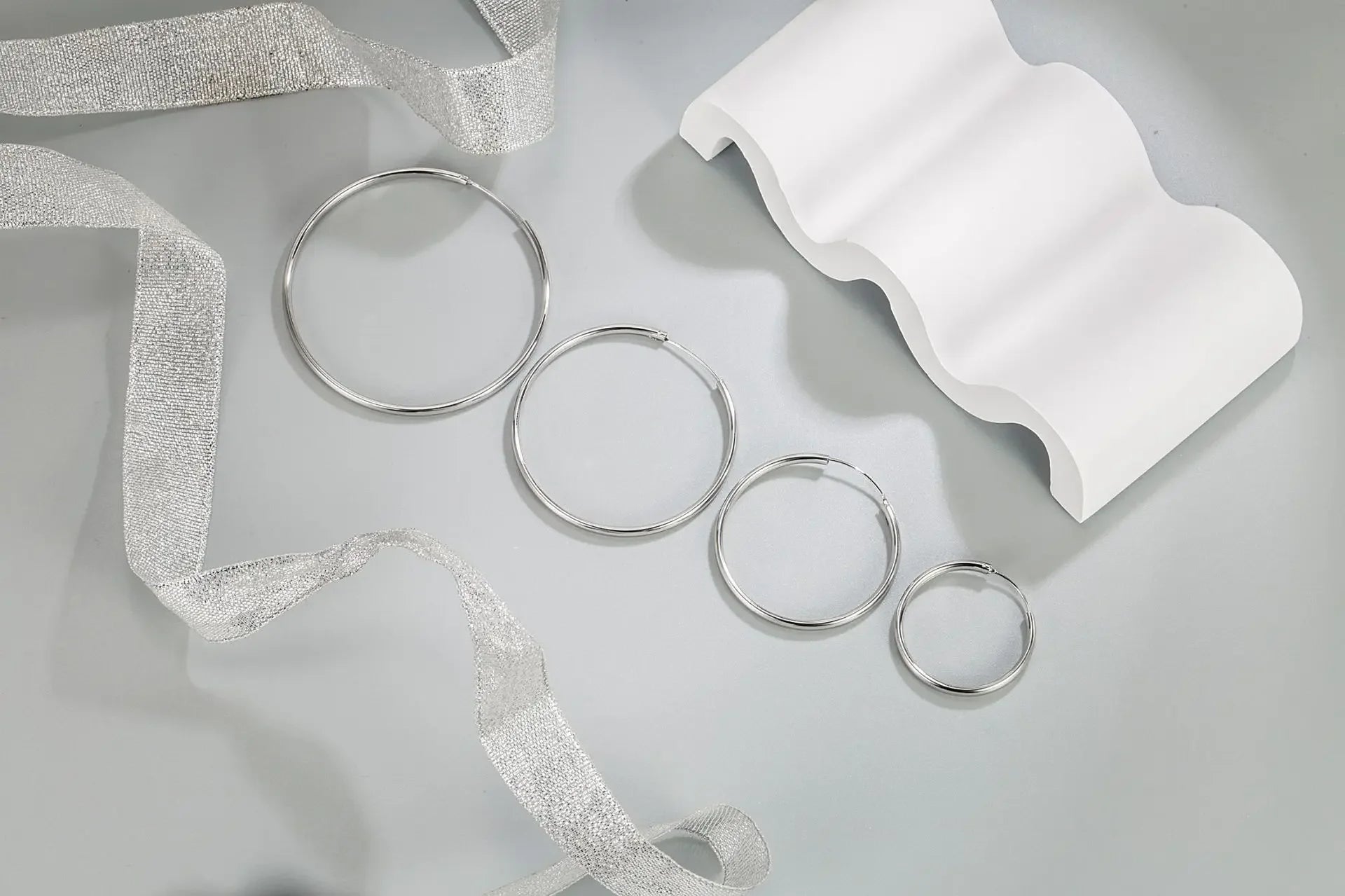 925 Sterling Silver 3mm Thick Hoop Earrings Women 3.5/5/6cm Luxury Jewellery