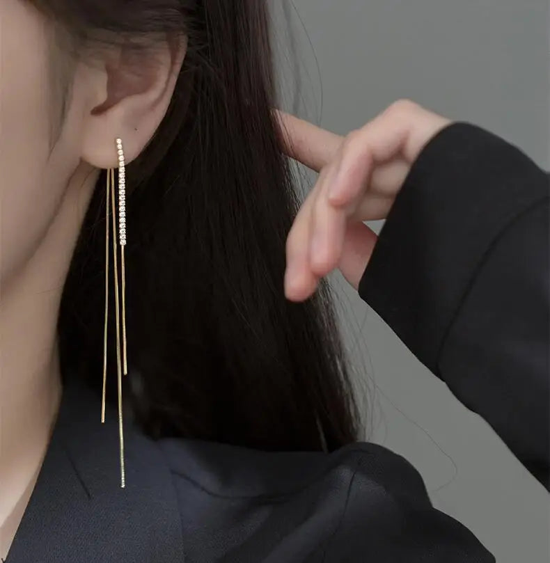 Vintage Long Tassel Geometric Square Drop Earrings Korean Thread