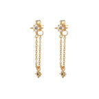 New Trend Cubic Zirconia Long Tassel Drop Earrings Star Moon Chain