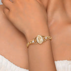 Guadalupe Virgin Mary Bracelet for Women, Zirconia Catholic Bracelet Bangle, Religious Baptism Hypoallergenic Non Tarnish