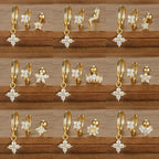 3PCS Four Flower Zircon Little Hoop Earring Star Cartilage Piercing
