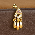 1PC Stainless Steel Zircon Gold Colour Triangle Stud Earrings