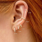 2PCS Minimal Crystal Zirconia Stainless Steel Hoop Earrings Huggie