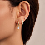 3PCS Trendy Gold Colour Square Zircon Hanging Earring Twisted Circle