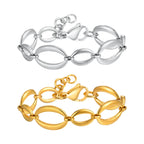 Stainless Steel Oval Fancy Link Chain Bracelets For Women, Chunky Thick Geometric Bangle Hypoallergenic Jewelry