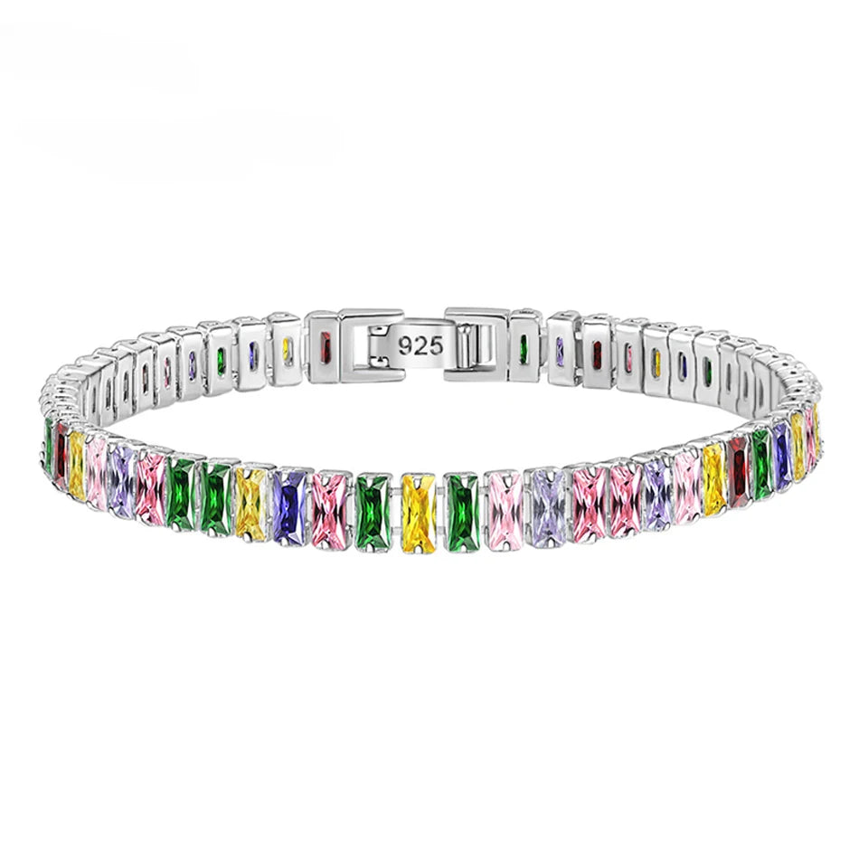 18cm Light Luxury Color Crystal Bracelet 925 Sterling Silver Women Fashion