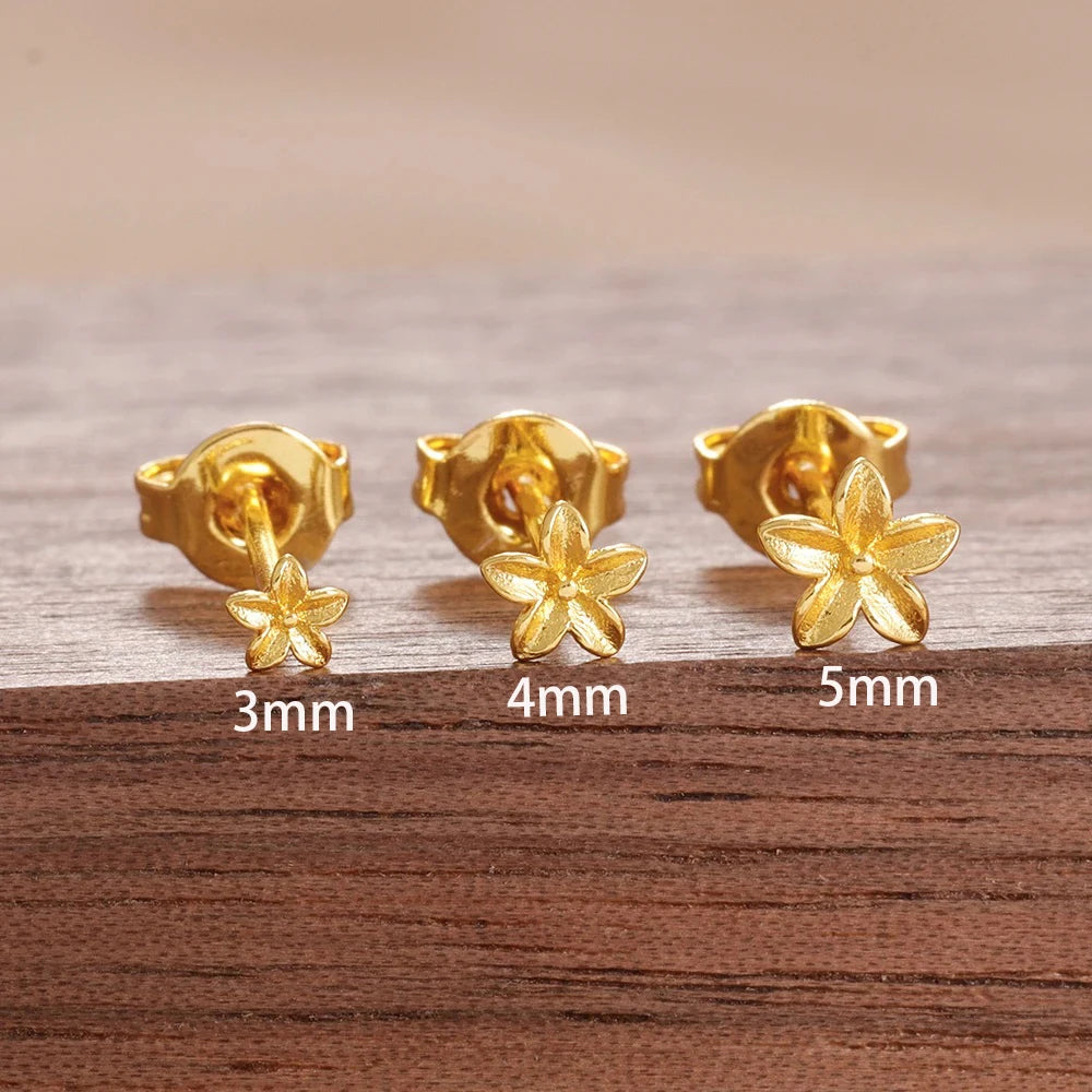 New Arrival Gold Colour Simple Small Flower Stud Earrings Cute