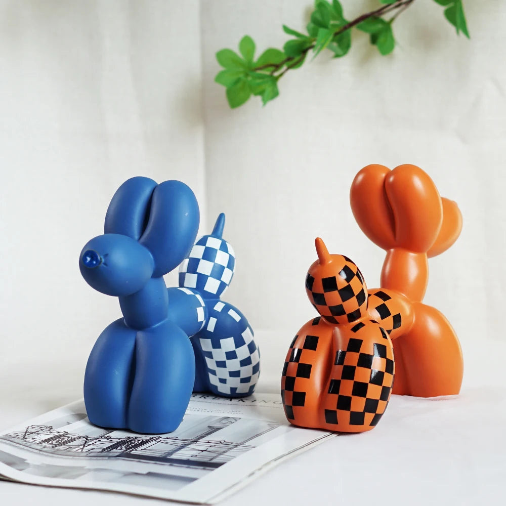 Orange Pink Balloon Dog Statues Decorative Figurines Living Room Bookshelf Office Pop