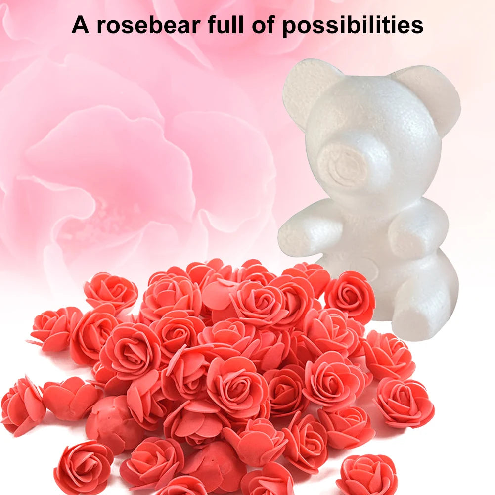 20cm White Foam Rose Bear DIY Artificial Valentine's Day Decor Gift Ship from UK