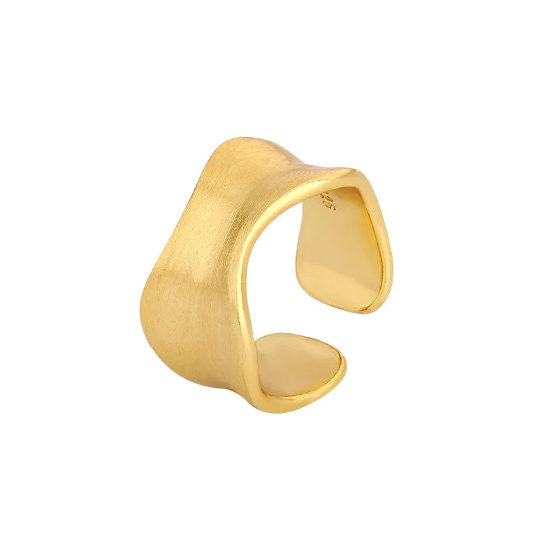 925 Sterling Silver Luxury Fine Jewelry Matte Finish Wave Adjustable Rings For Women Couple Accessories Wholesale Jewellery