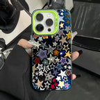 Colourful Star Matte Laser Case for iPhone 16 15 14 13 12 Pro Max