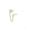 Fashion Stainless Steel Zirconia Chain Small Hoop Earrings Flower Pendant