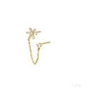 Fashion Stainless Steel Zirconia Chain Small Hoop Earrings Flower Pendant