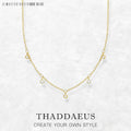 Gold Link Chain Necklace White Stones 925 Sterling Silver Trendy Jewellery