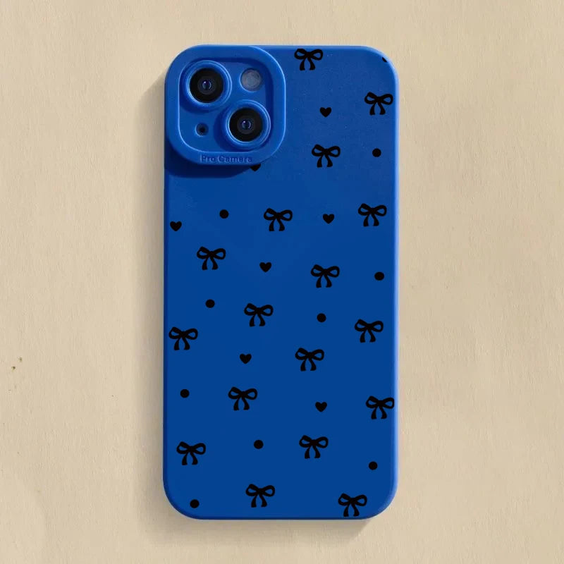 Black Bow Phone Case for iPhone 16 15 14 13 12 11 Pro Max SE