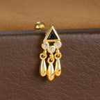 1PC Stainless Steel Zircon Gold Colour Triangle Stud Earrings