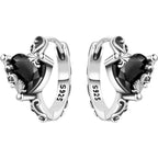 925 Sterling Silver Vine Love Black Zirconia Hoop Earrings Trendy Jewellery