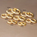 2PCS Minimal Crystal Zirconia Stainless Steel Hoop Earrings Huggie
