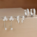 3 Pairs Exquisite Zircon Little Huggies Hoop Earrings Set Steel