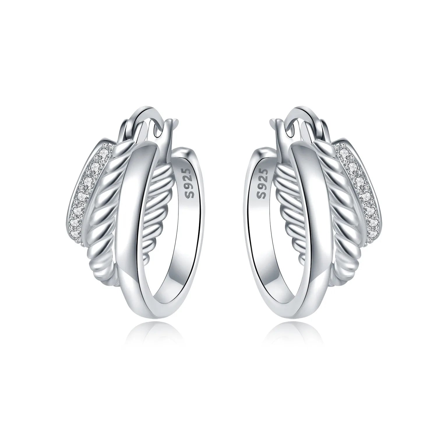 925 Sterling Silver Curve Weaving Large Circle Versatile Hoop Earrings Gift