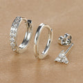 3PCS Stainless Steel CZ Zircon Huggie Hoop Earrings Flower Studs