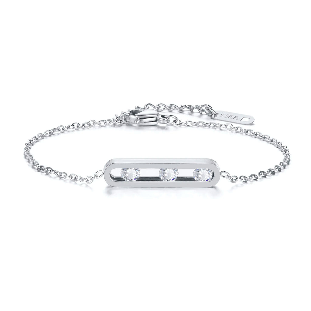 Fashion Cubic Zirconia Bracelet, Stainless Steel Thin Chain Link Bracelets for Women, Minimalist Charm Jewelry