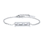 Fashion Cubic Zirconia Bracelet, Stainless Steel Thin Chain Link Bracelets for Women, Minimalist Charm Jewelry