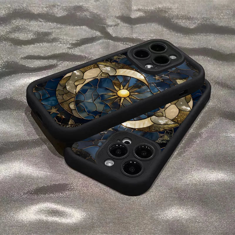 Aesthetic Sun & Moon Case for iPhone 17 16 15 14 13 12 11 Pro Max Plus Soft