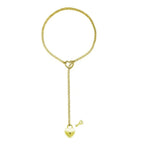 Womens Heart O-Ring Slip Chain Necklace Punk Rock Stainless Steel Cuban Long Necklace Jewelry Adjustable Lariat Y-Necklace Key
