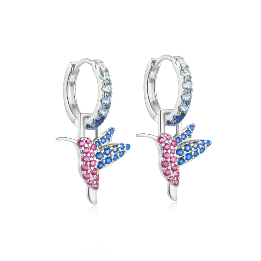 Cubic Zirconia Water Drop Hoop Earring Stainless Steel Geometry