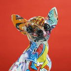 Resin Graffiti Chihuahua Dog Sculpture Animal Statue Pop Art Home Living Room Shelf