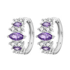 925 Sterling Silver Vine Love Black Zirconia Hoop Earrings Trendy Jewellery