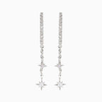 New Stainless Steel Cubic Zirconia Chain Hoop Earring Star Moon