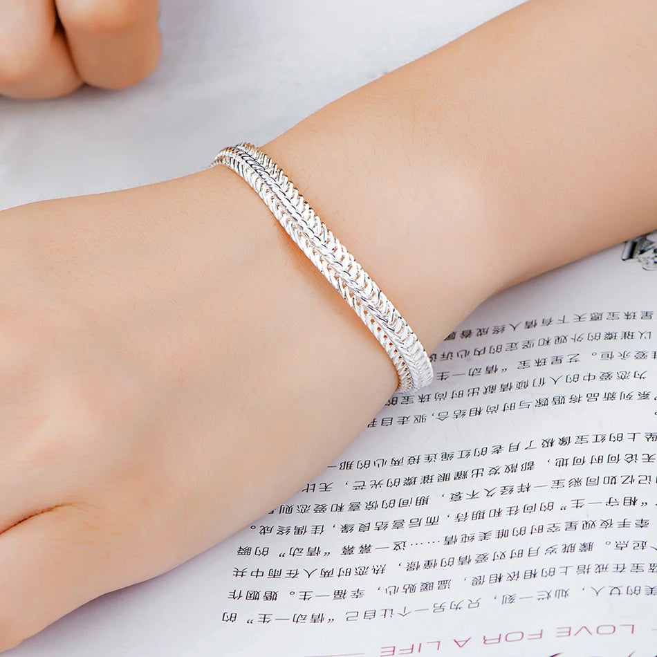 20cm Cute Chain Bracelet 925 Sterling Silver Noble Men Women Fashion Jewelry