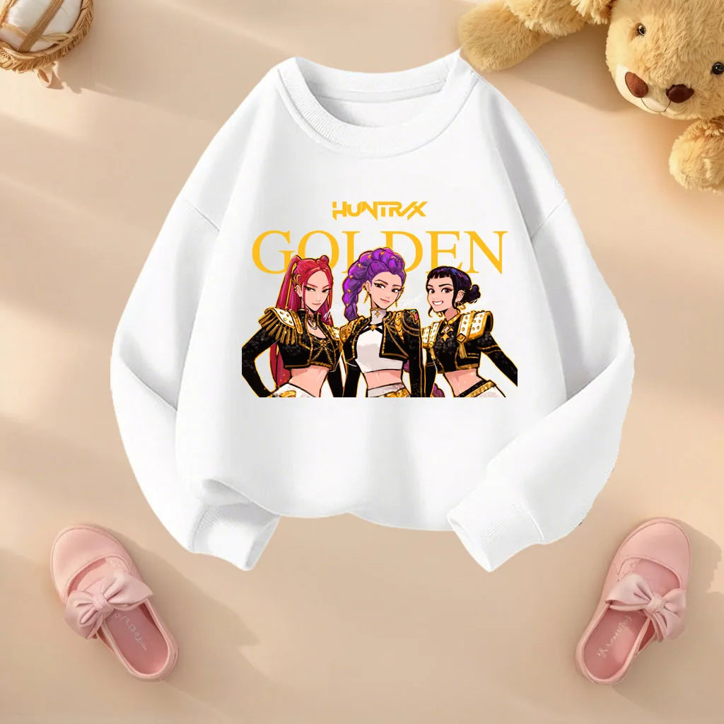 K-pop Girls O-Neck Casual Hoodies Long Sleeve Breathable Sport Tops