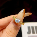KNB 1CT Certified Moissanite Diamond Gold White Stone Women's Engagement Ring Real 925 Sterling Silver High Quality Fine Jewelry
