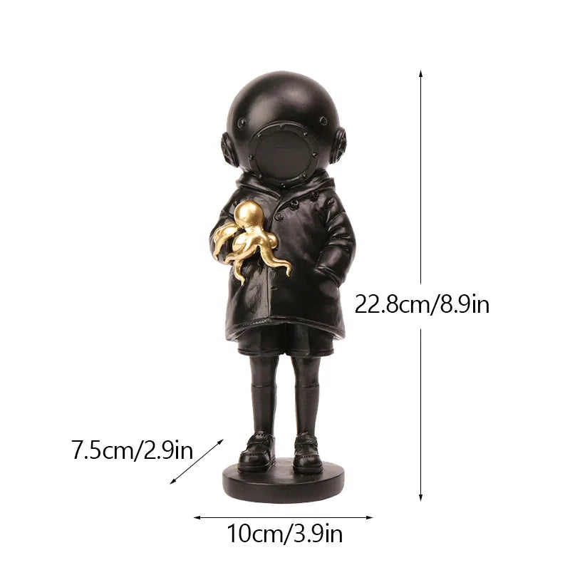 Deep Diver Sculpture Street Art Girl Statue Office Home Interior Decoration Shelf