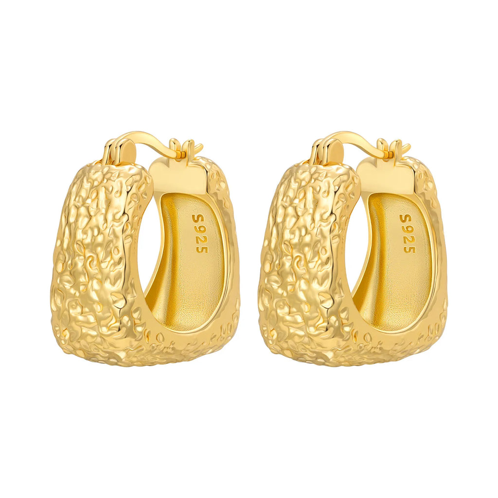 925 Sterling Silver Curled Grass Pattern Flower Hoop Earrings Women's Jewellery