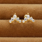 Vintage Gold Plated Stainless Steel Butterfly Studs Snowflake Zircon
